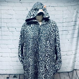Nick & Nora Pajama One Piece Animal Leopard Print XL PJ With Hoodie Sleepwear